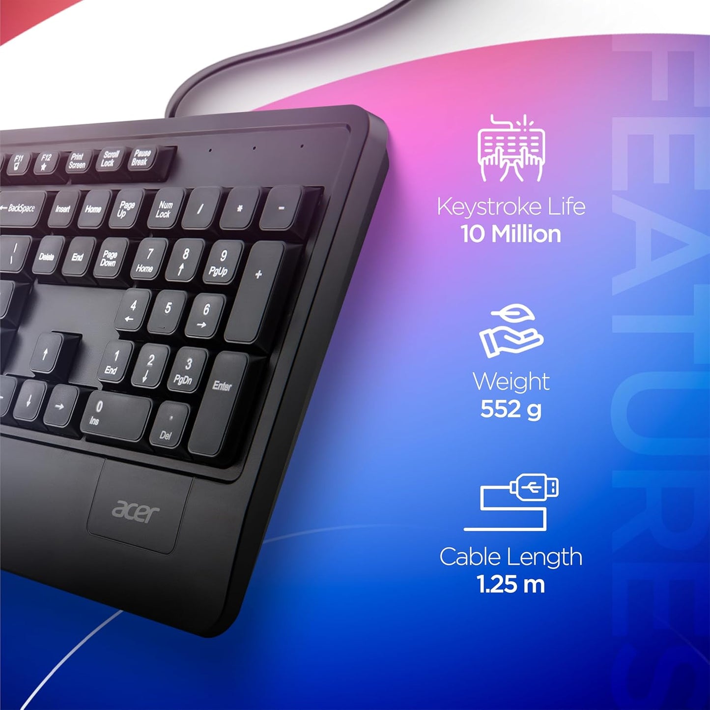 ACER PALMEASE COMBO | WIRED | ERGONOMIC PALM REST