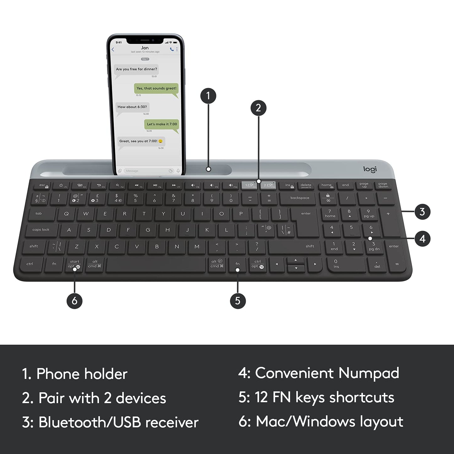 LOGITECH K580 SLIM | BLUETOOTH | 24M BATTERY