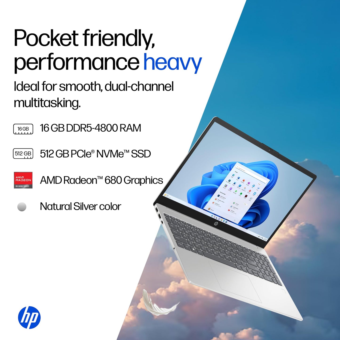 HP 15 | RYZEN 5 7520U | 16GB LPDDR5 | 512GB SSD | BACKLIT KB
