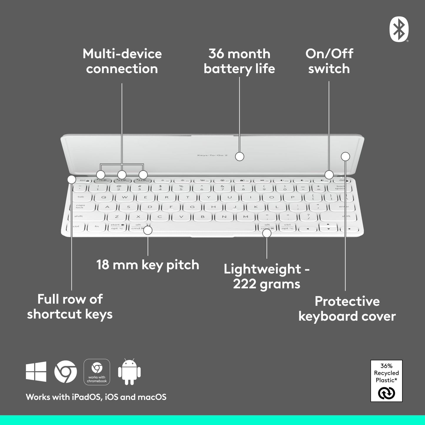 LOGITECH KEYS-TO-GO 2 | ULTRA-SLIM | BLUETOOTH