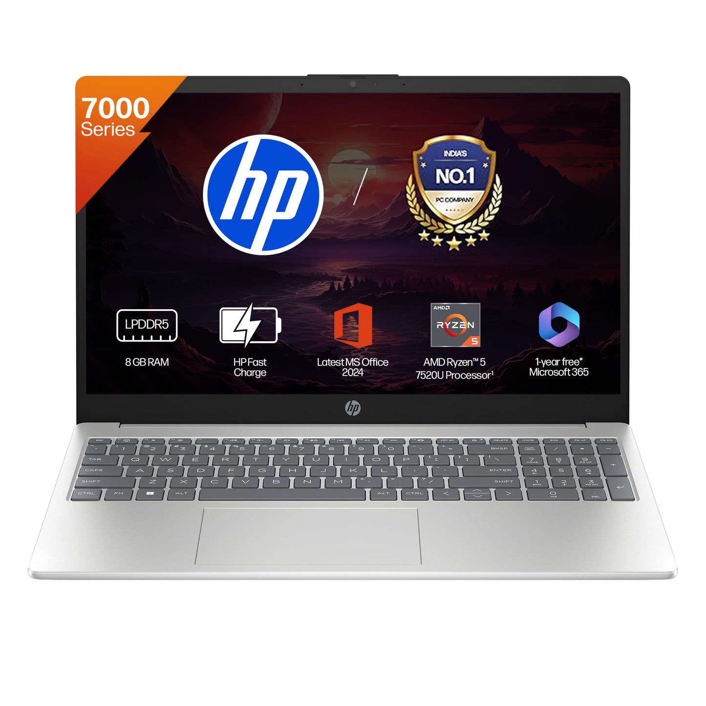 HP 15 | RYZEN 5 7520U | 16GB LPDDR5 | 512GB SSD | BACKLIT KB