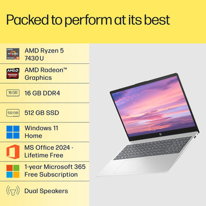 HP 15 | RYZEN 5 7520U | 16GB LPDDR5 | 512GB SSD | BACKLIT KB