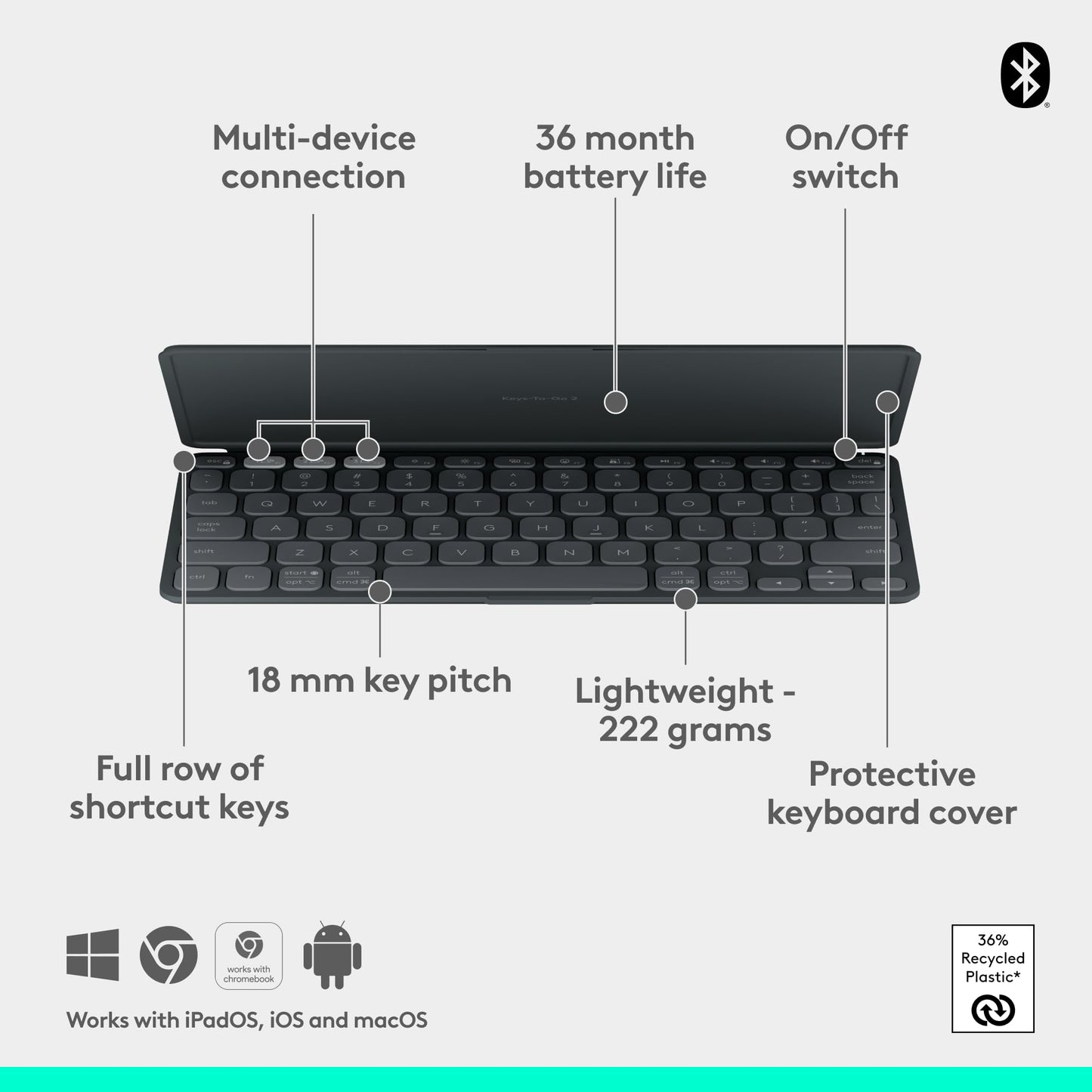 LOGITECH KEYS-TO-GO 2 | ULTRA-SLIM | BLUETOOTH