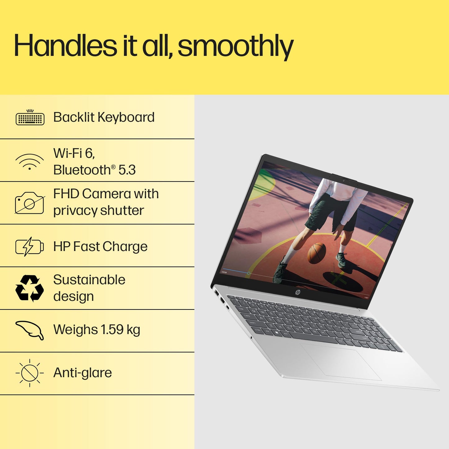 HP 15 | RYZEN 5 7520U | 16GB LPDDR5 | 512GB SSD | BACKLIT KB