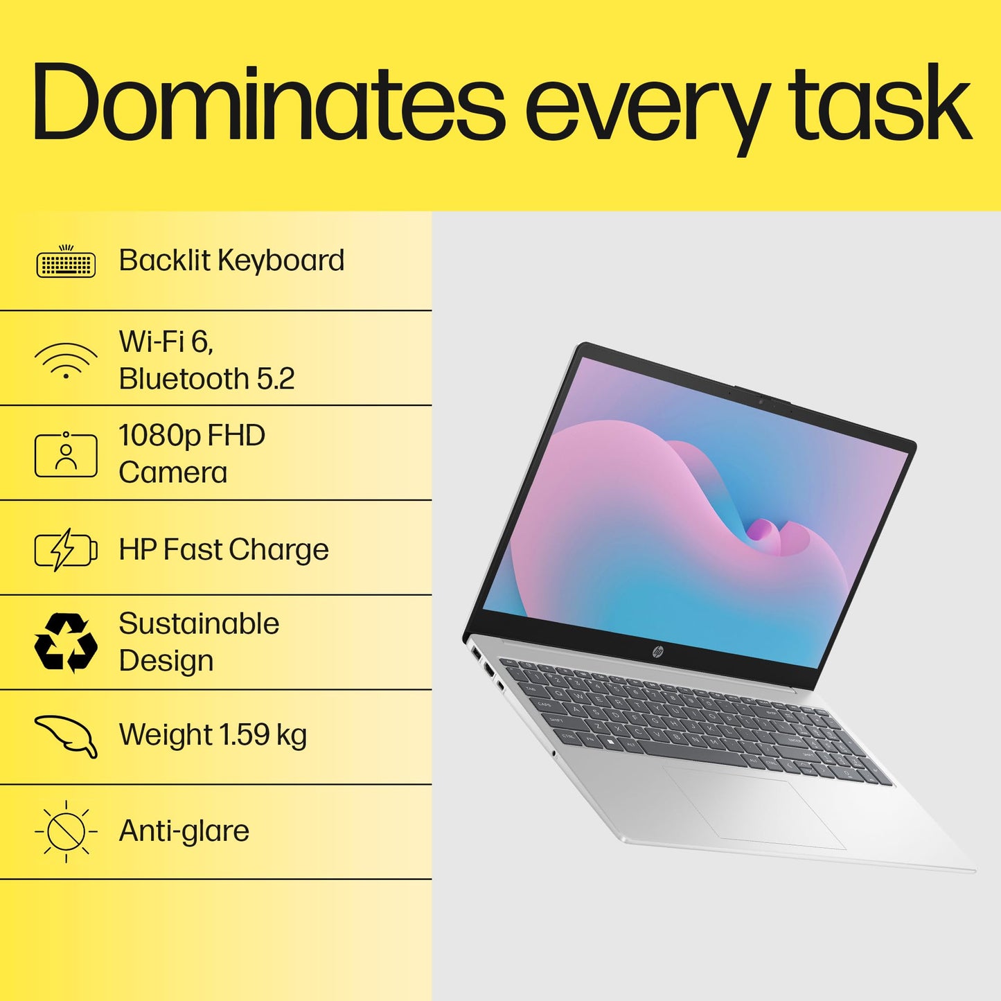 HP 15 | RYZEN 5 7520U | 16GB LPDDR5 | 512GB SSD | BACKLIT KB